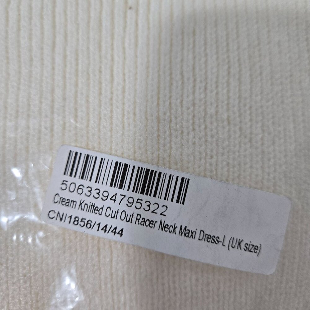 Prettylittlething Cream Knitted Cut Out Racer Neck Maxi Dress - Size Large - Picture 3 of 8